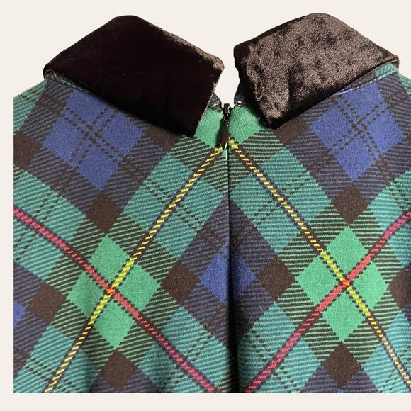 Talbots Black Watch Tartan Plaid A-Line Collared Shift Dress Size M - Picture 6 of 11